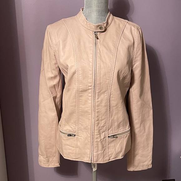 light pink faux leather jacket